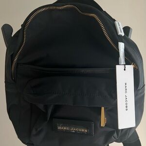 Marc Jacobs Black Backpack with Gold Accents